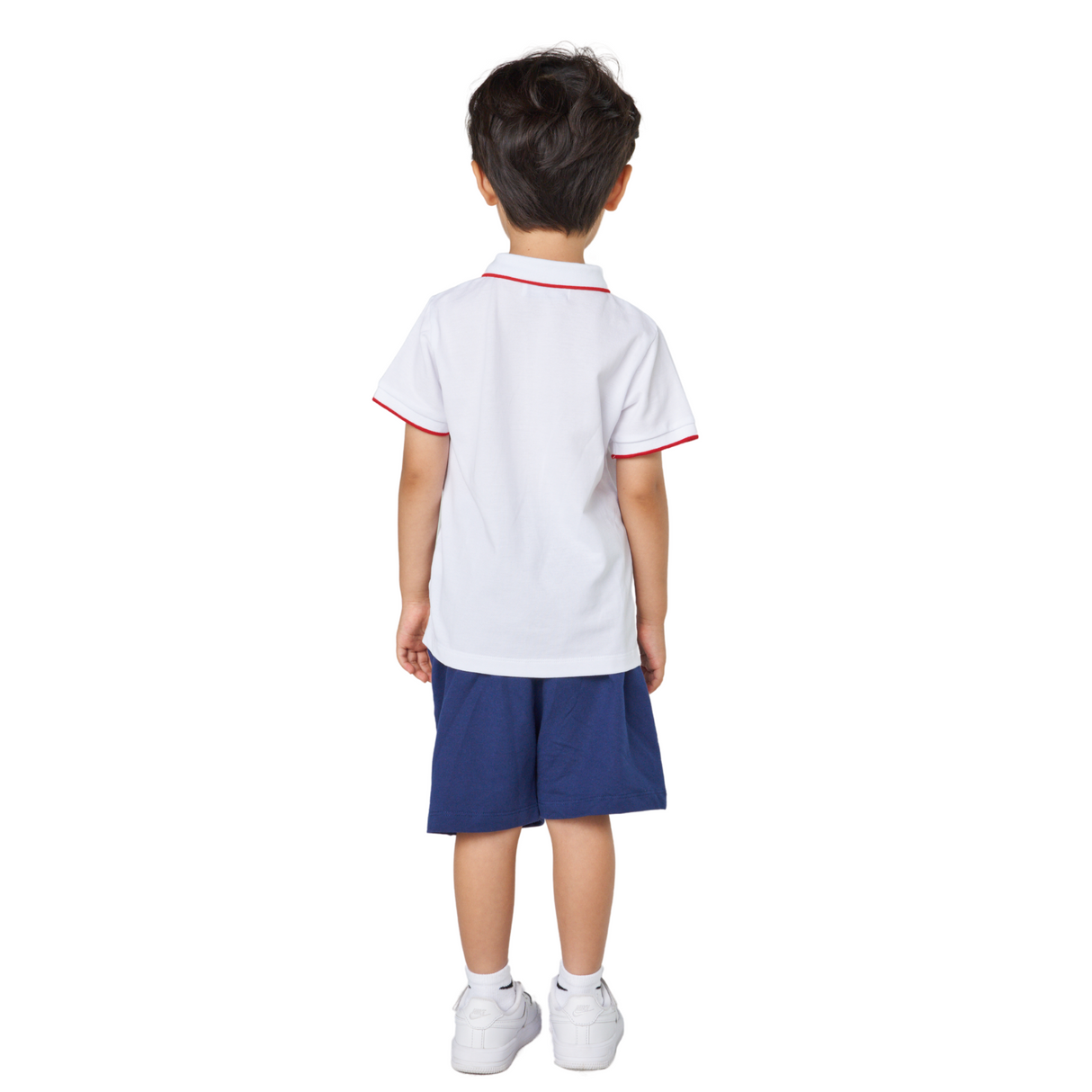 Sailboat Polo and Shorts Set – White and Navy