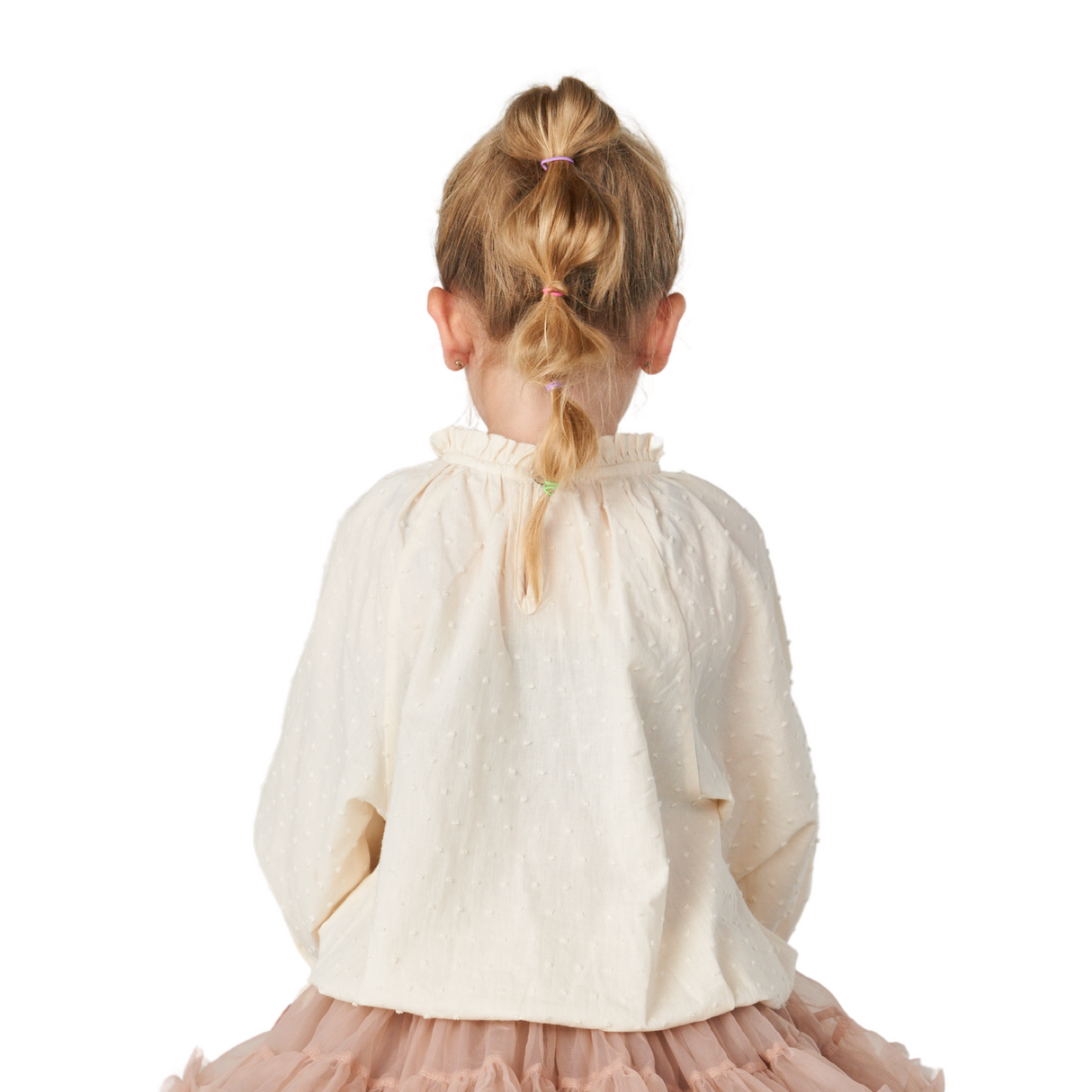 Ruffled High Neck Blouse – Cream