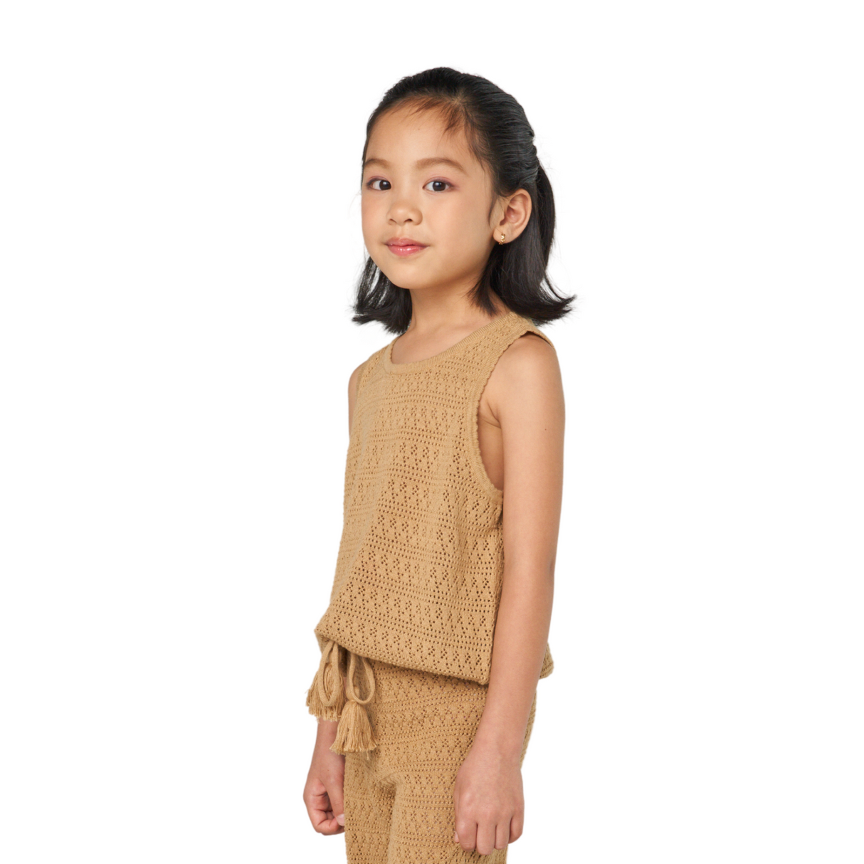 Crochet Knit Tank – Camel