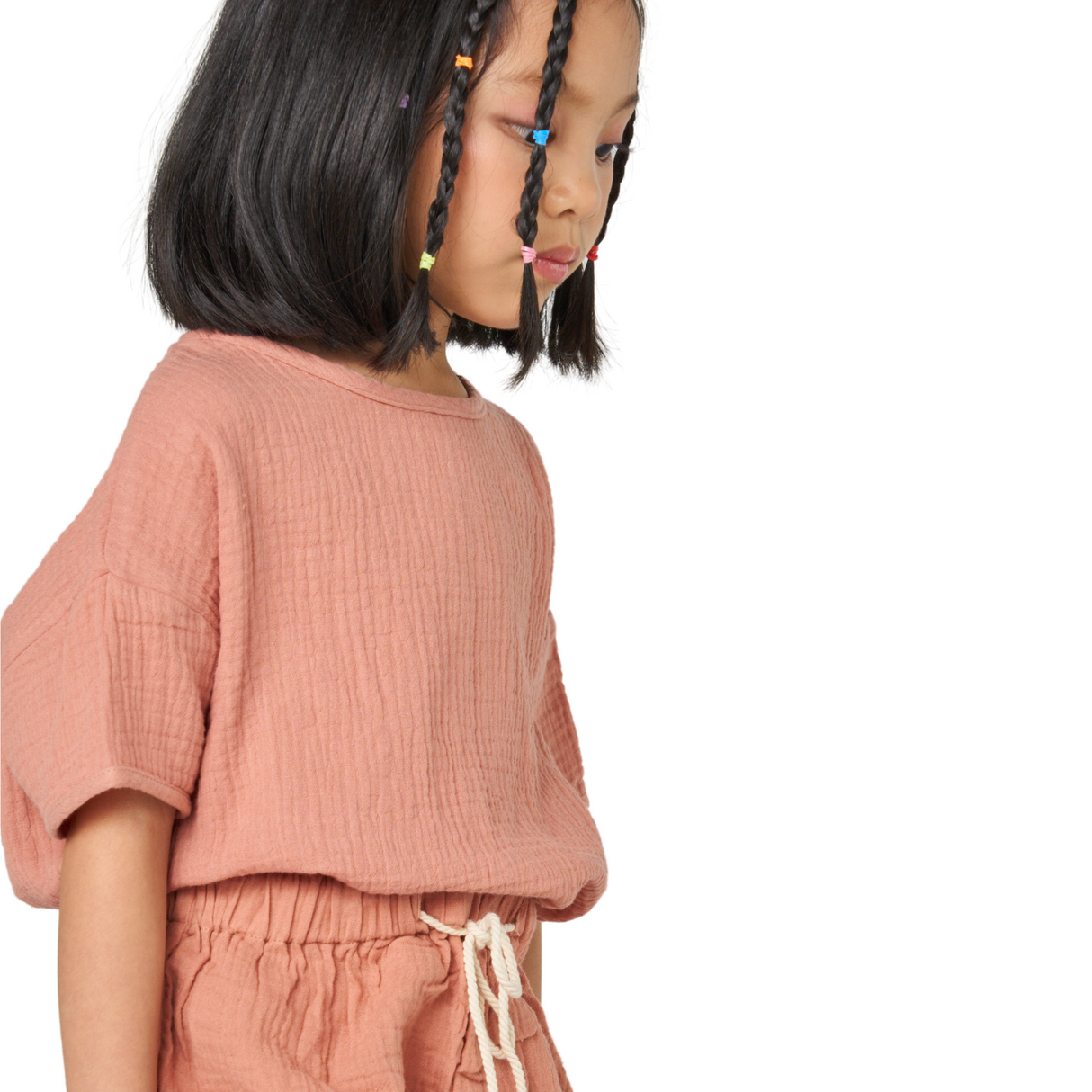 Textured Cotton Boxy Top – Rose
