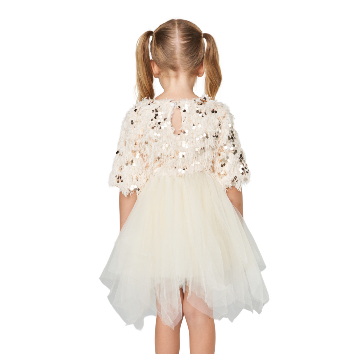Sequin Floral Tulle Dress – Ivory