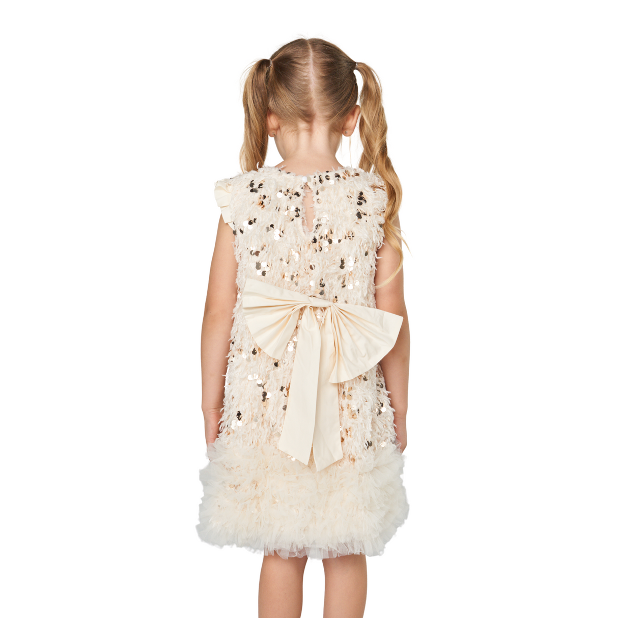 Sequin Flutter Dress – Ivory