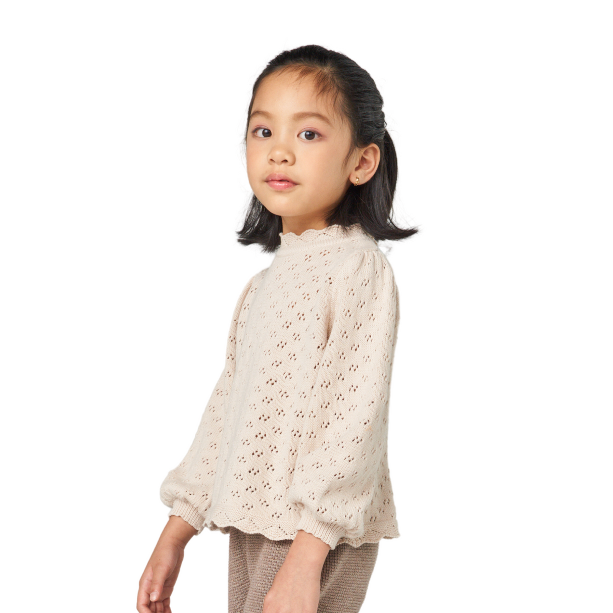 Eyelet Knit Sweater – Oatmeal