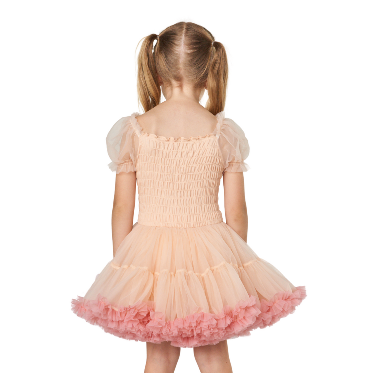 Smocked Tulle Party Dress – Peach Blossom