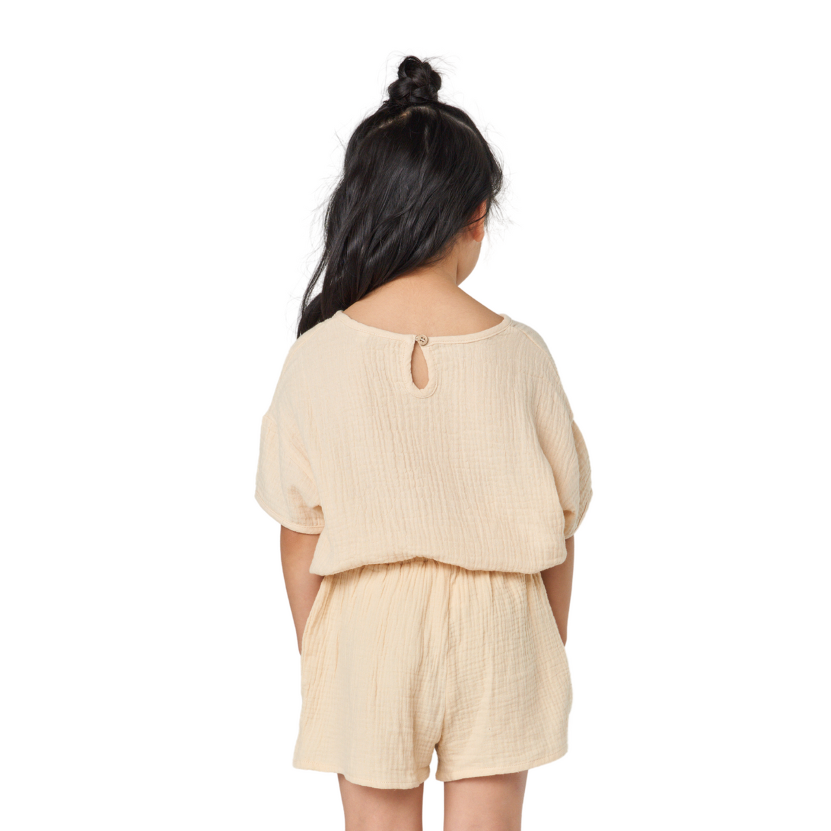 Textured Cotton Drawstring Shorts – Cream