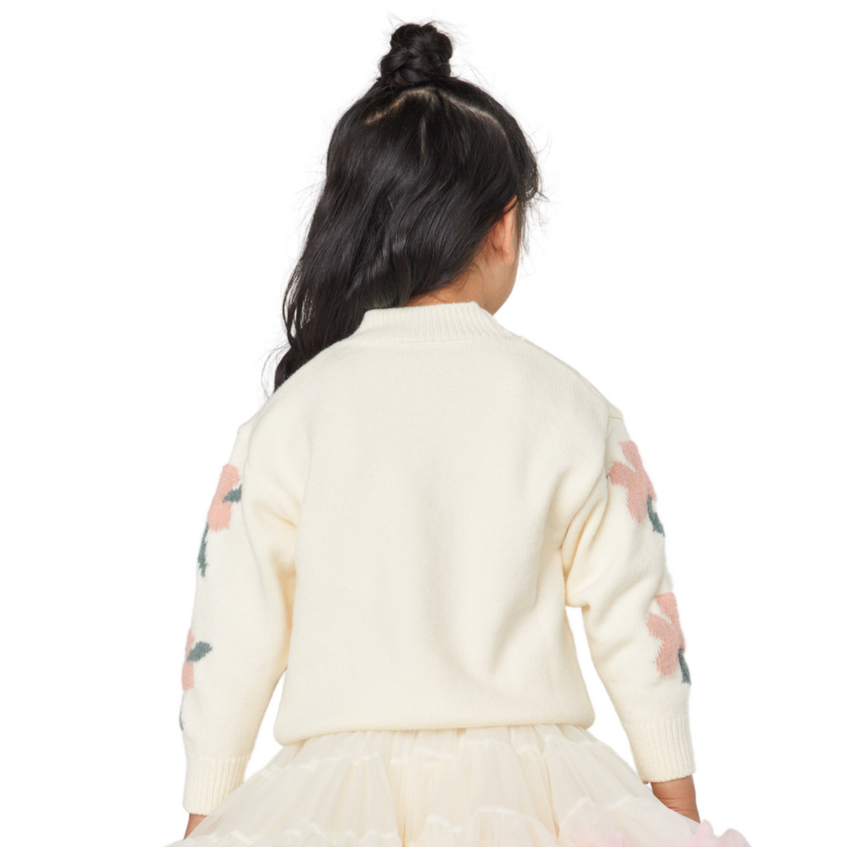 3D Floral Knit Sweater – Cream