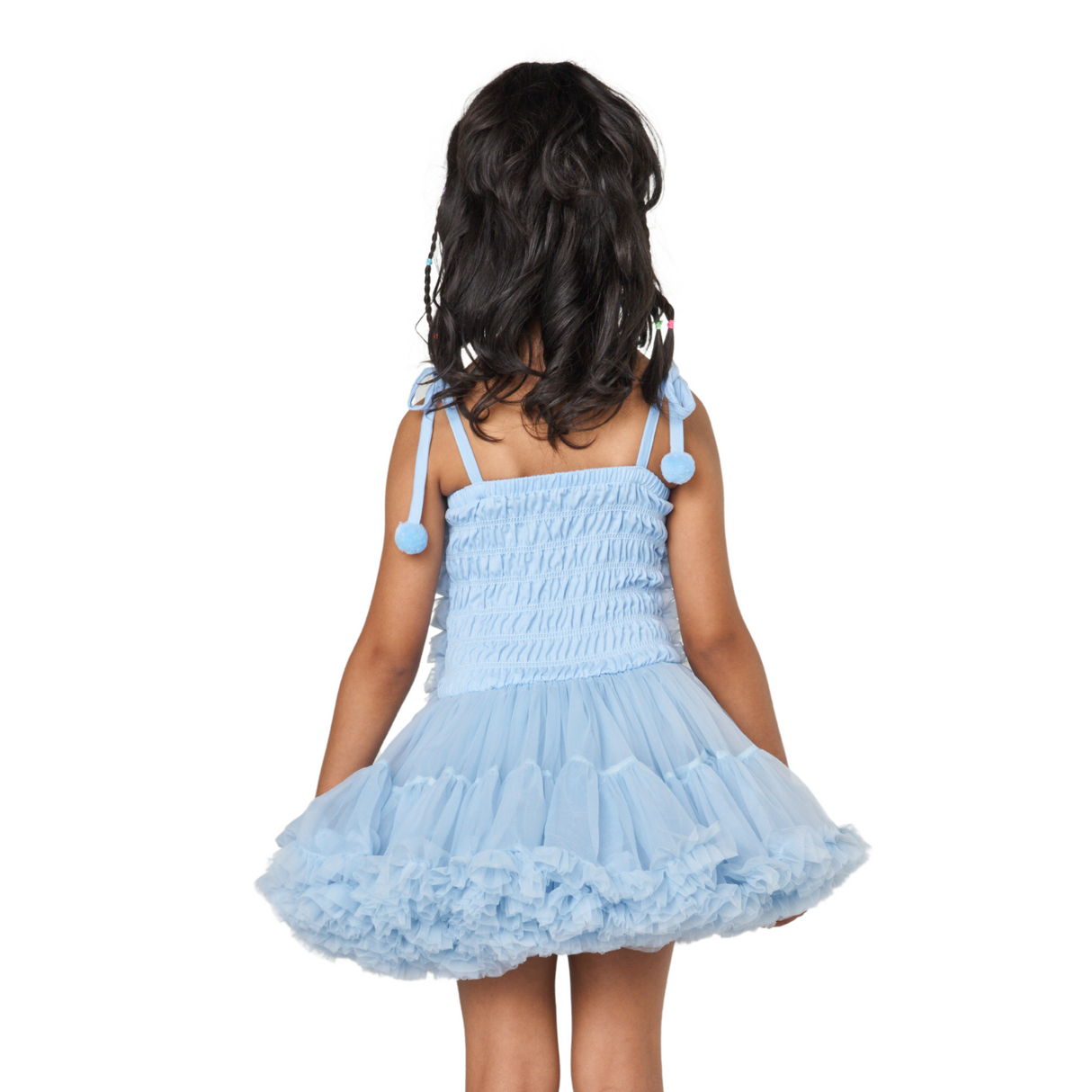 Tiered Ruffle Tulle Dress – Sky Blue