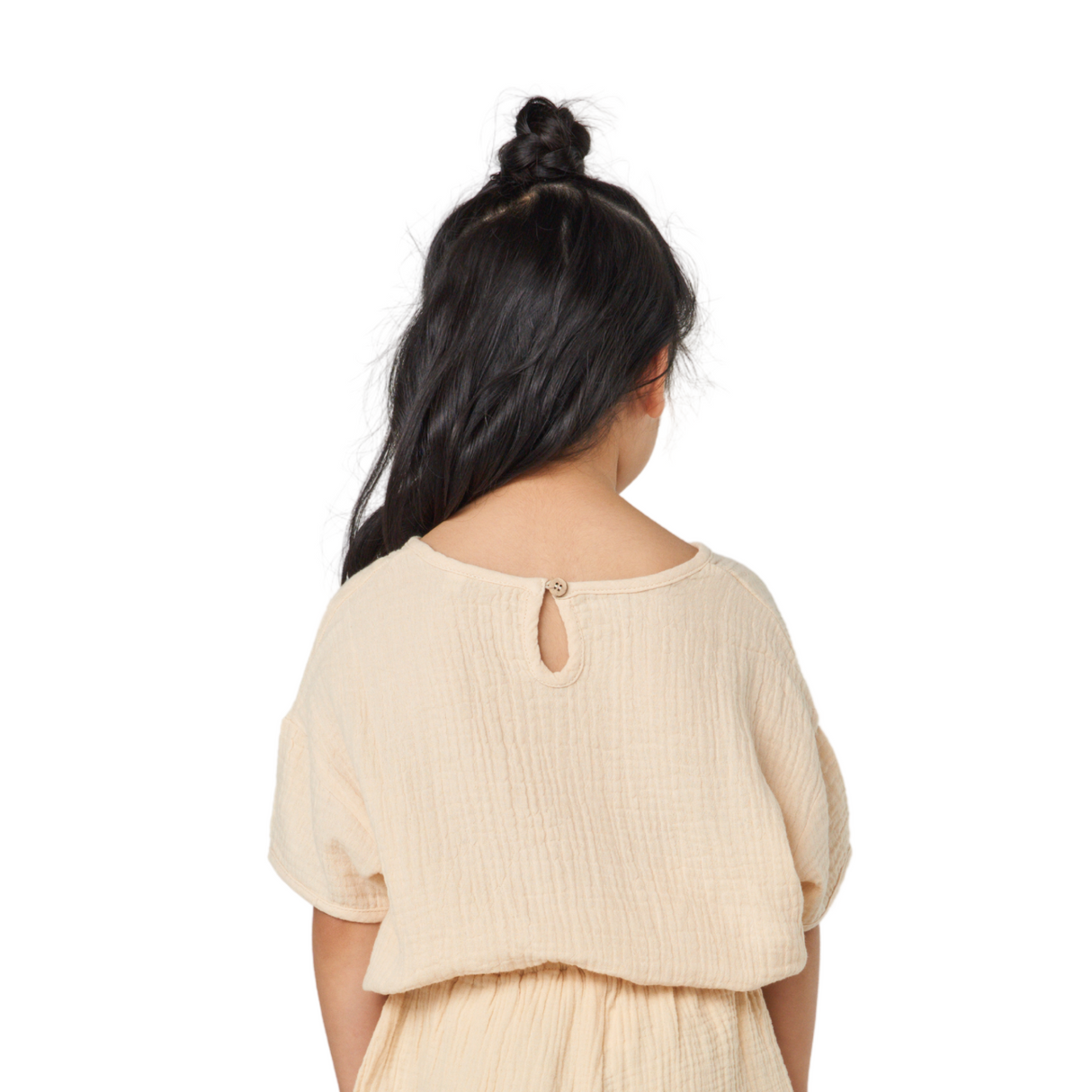 Textured Cotton Boxy Top – Cream