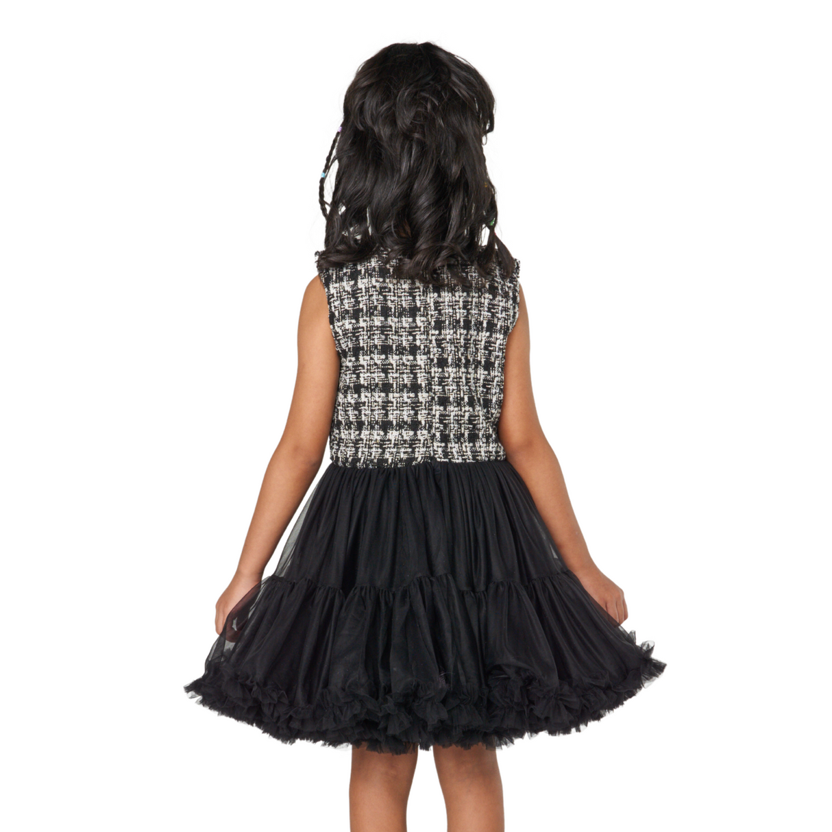 Tweed Bodice Tulle Dress – Classic Black