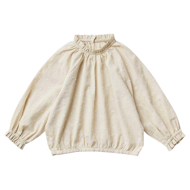 Ruffled High Neck Blouse – Cream