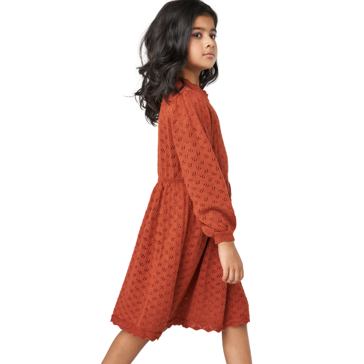 Eyelet Knit Dress Set – Rust