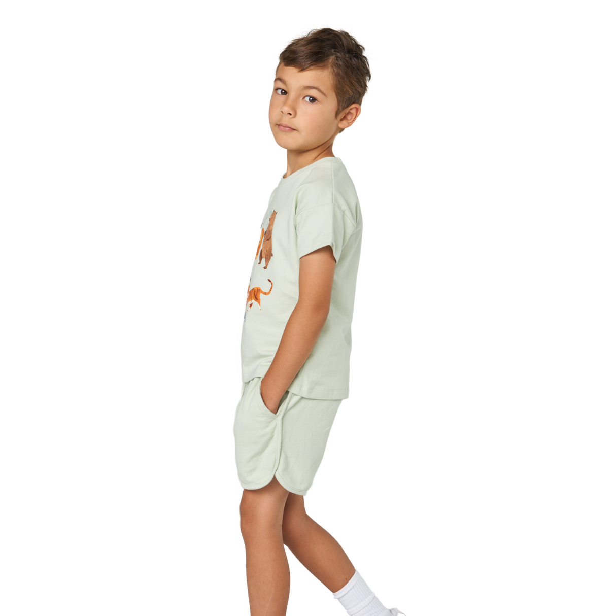 Animal Friends T-Shirt and Shorts Set – Mint
