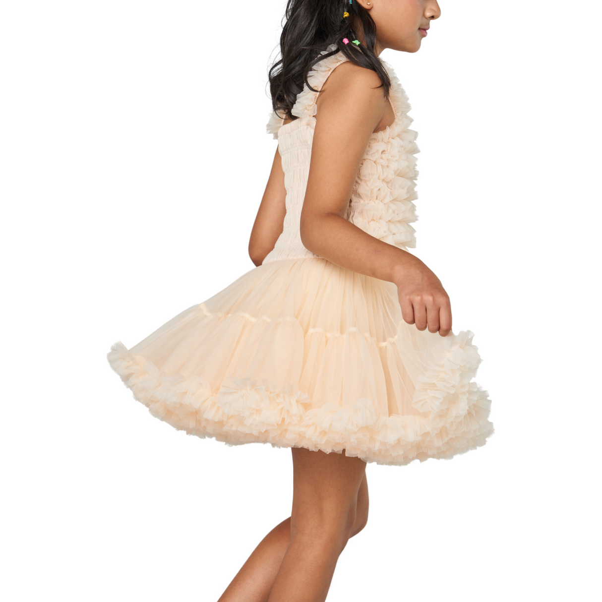 Tiered Ruffle Tulle Dress – Peach Fizz