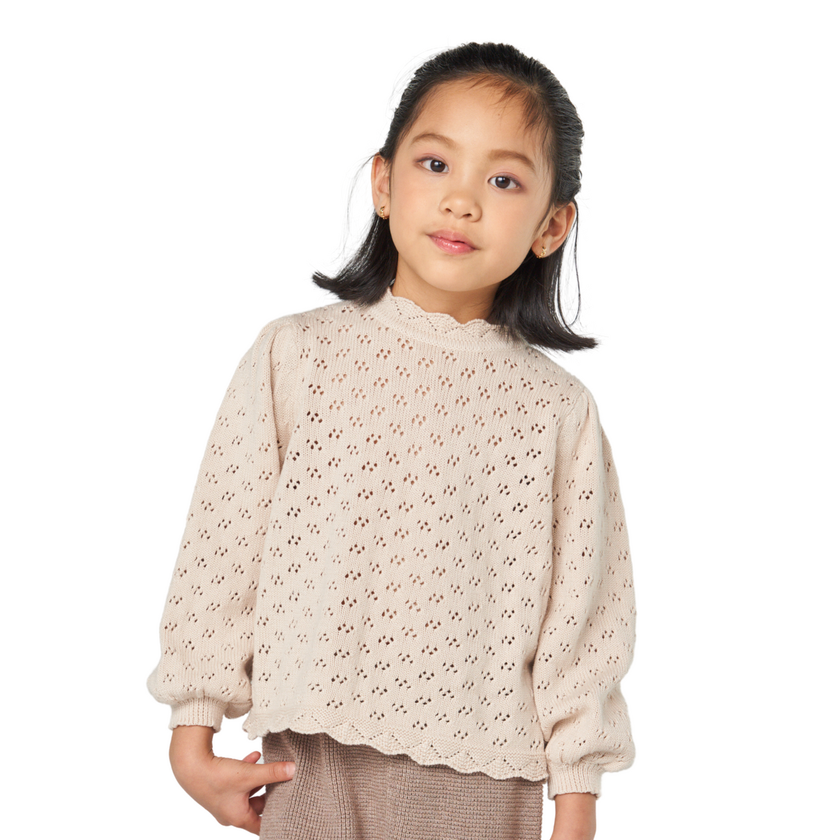 Eyelet Knit Sweater – Oatmeal
