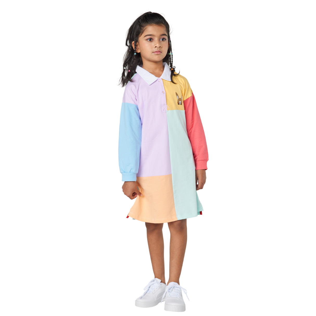 Colorblock Polo Dress with Bunny Patch