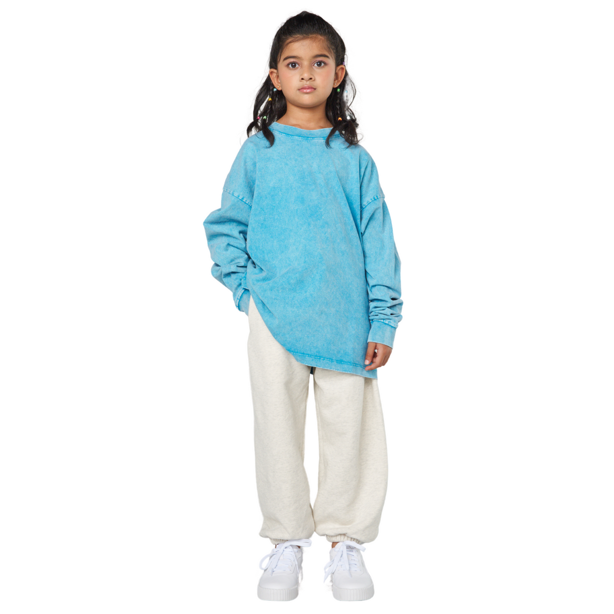 Oversized Vintage Wash Sweatshirt – Aqua Blue