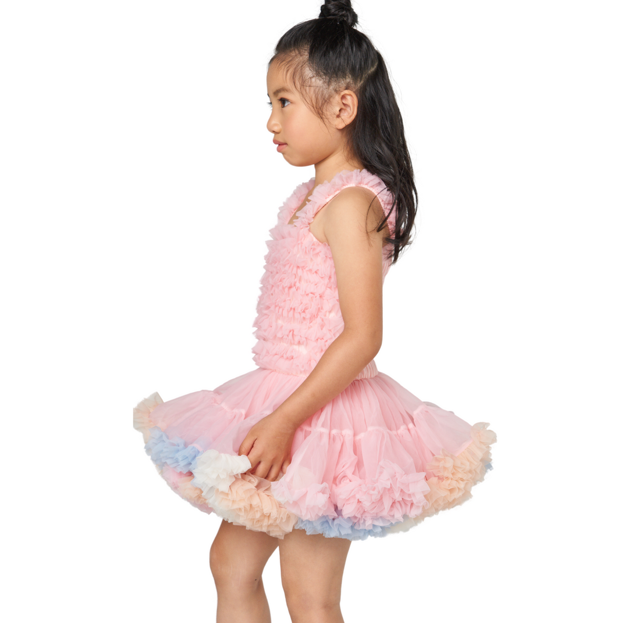 Tiered Ruffle Tulle Dress – Cotton Candy Pink