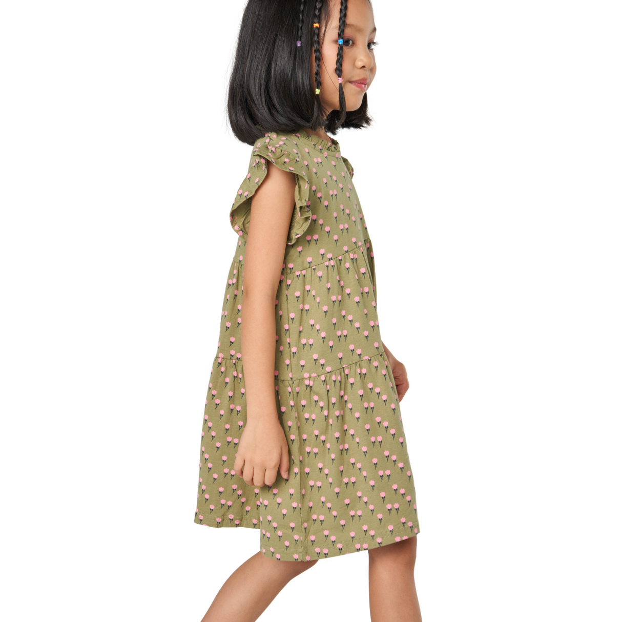 Olive Daisy Flutter Sleeve Dress