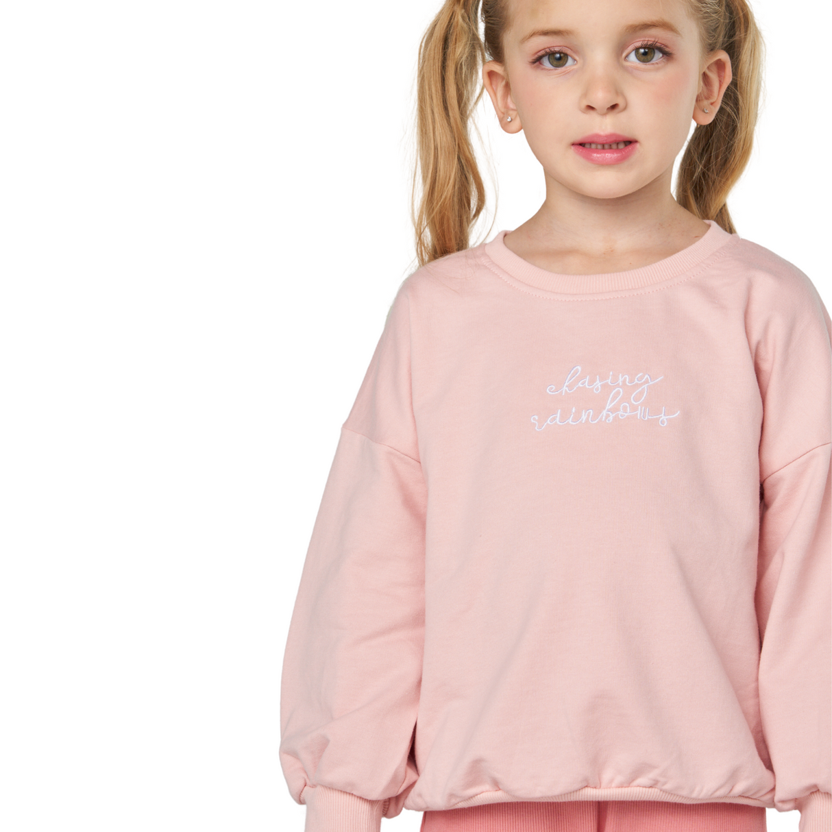 “Happy Rainbow” Sweatshirt – Light Pink