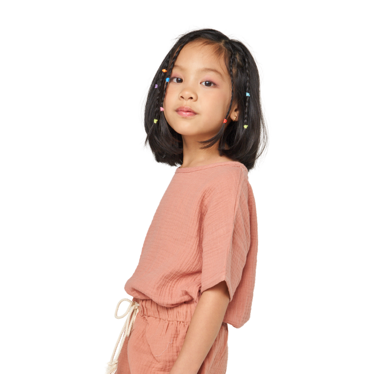 Textured Cotton Boxy Top – Rose
