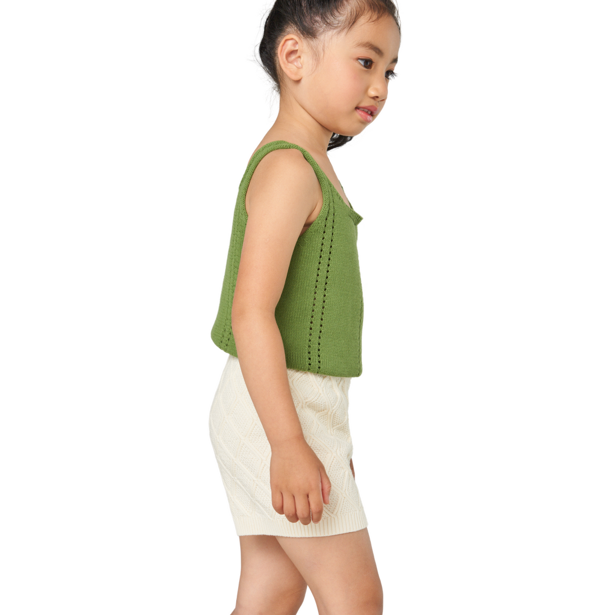 Open Stitch Knit Tank – Olive Green