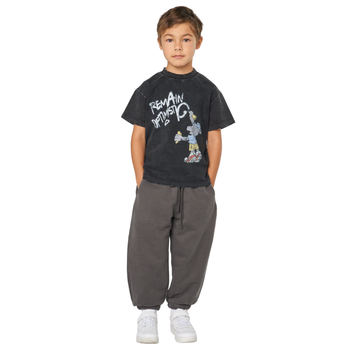 Remain Optimistic Tee – Washed Black