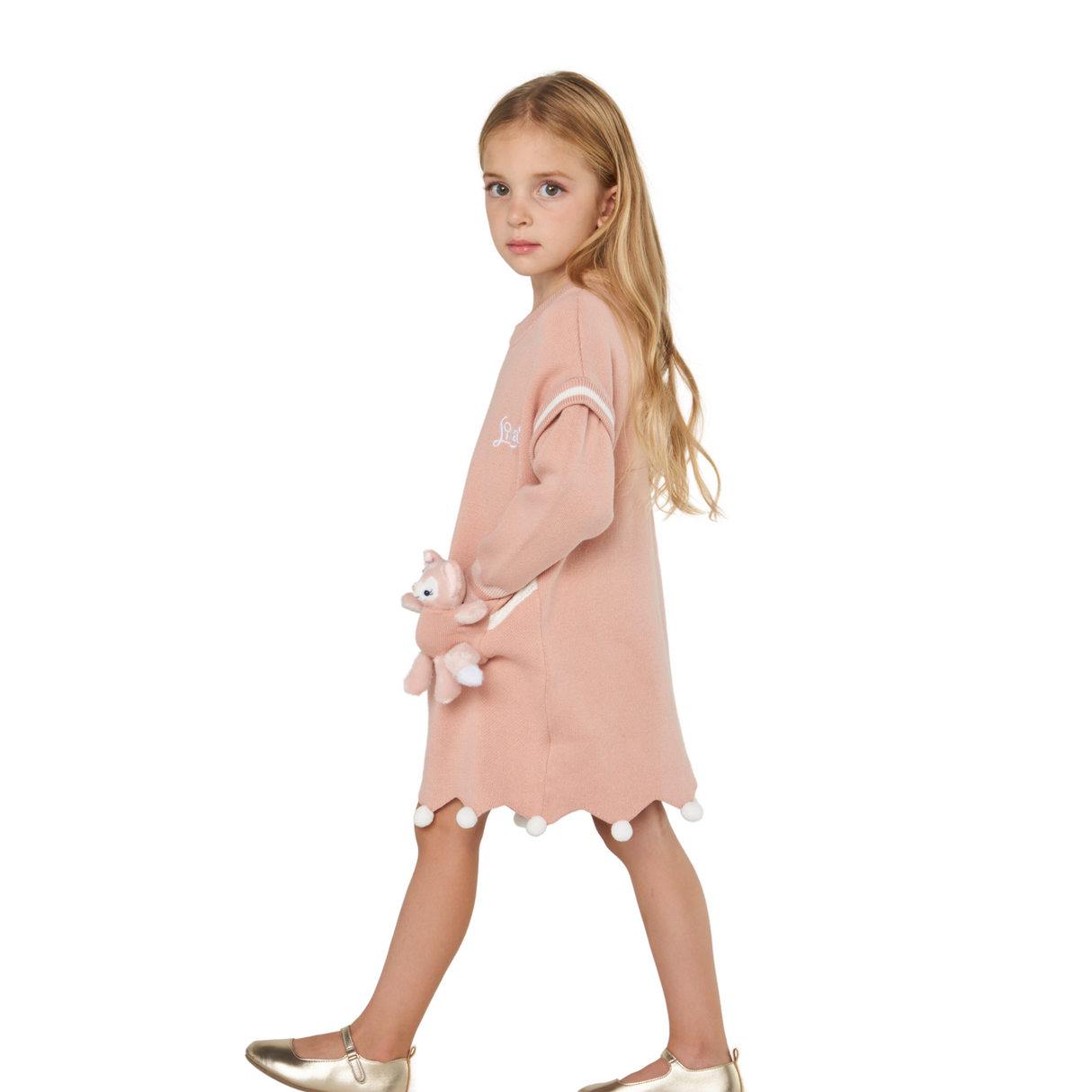 Argyle Knit Sweater Dress – Blush Pink