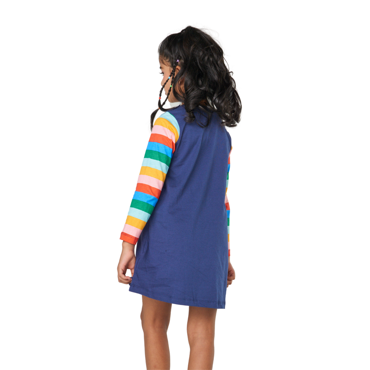 Rainbow Galaxy Long Sleeve Dress – Navy