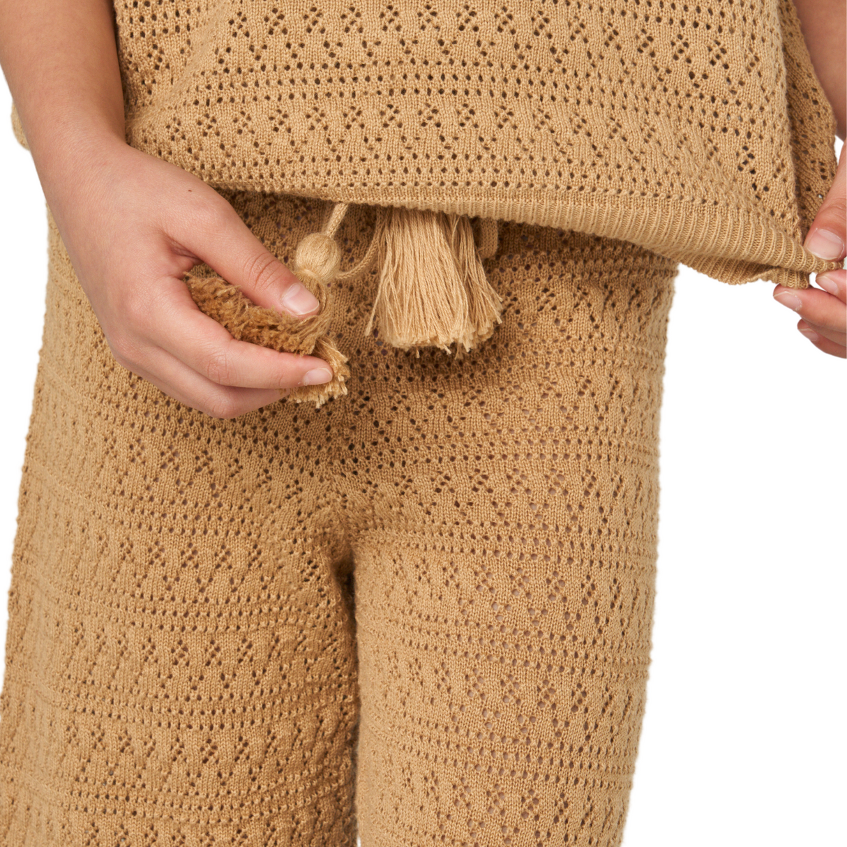 Crochet Knit Flare Pants – Camel