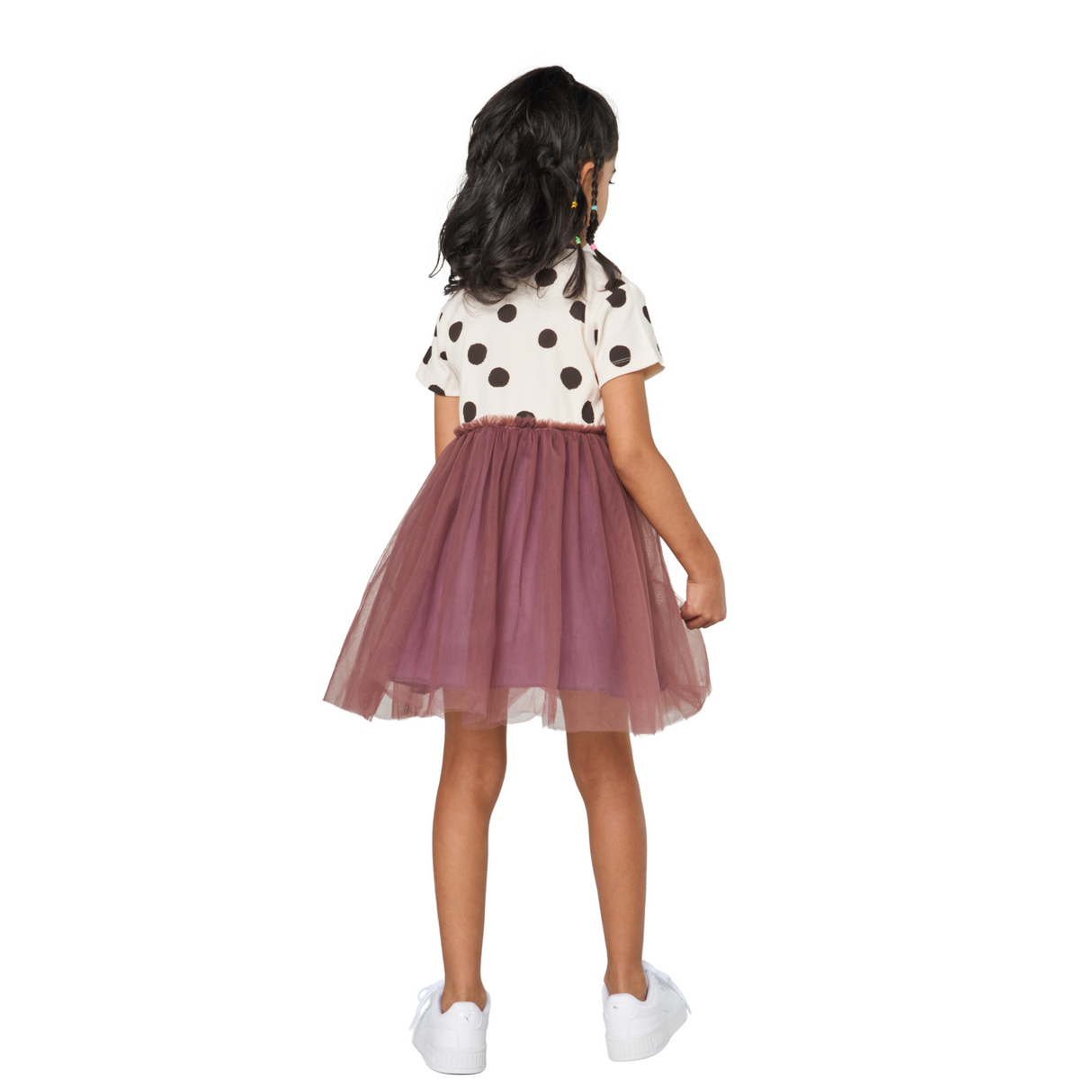 Polka Dot Tulle Dress – Cream and Plum