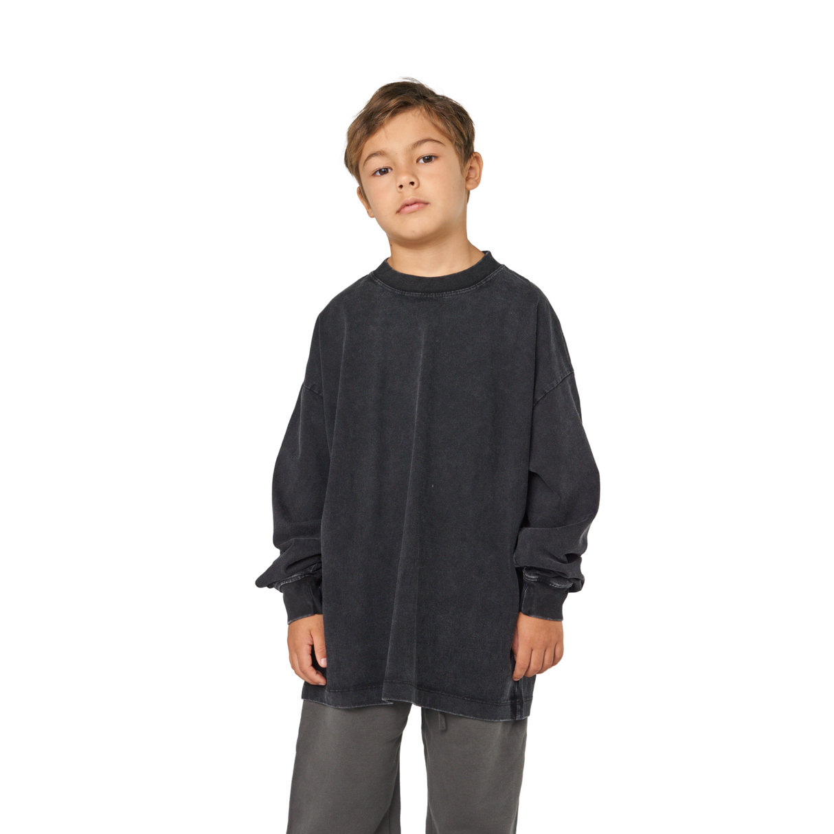 Oversized Vintage Wash Sweatshirt – Charcoal Black