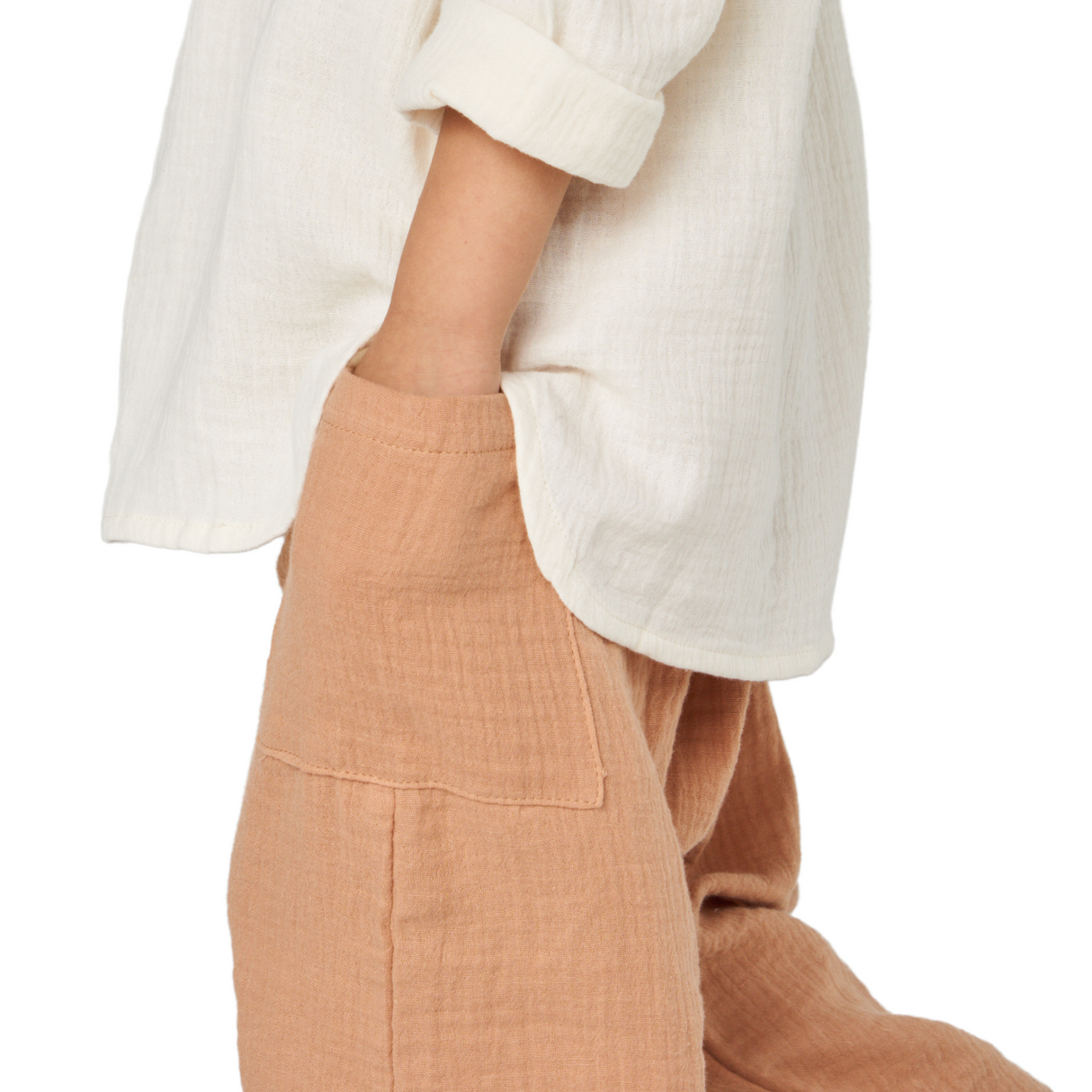 Textured Cotton Pants – Light Brown