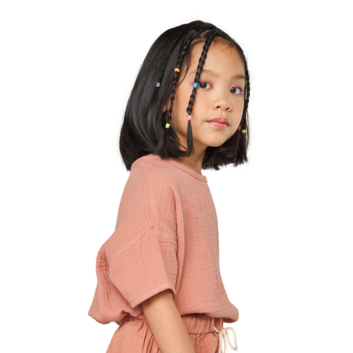 Textured Cotton Boxy Top – Rose