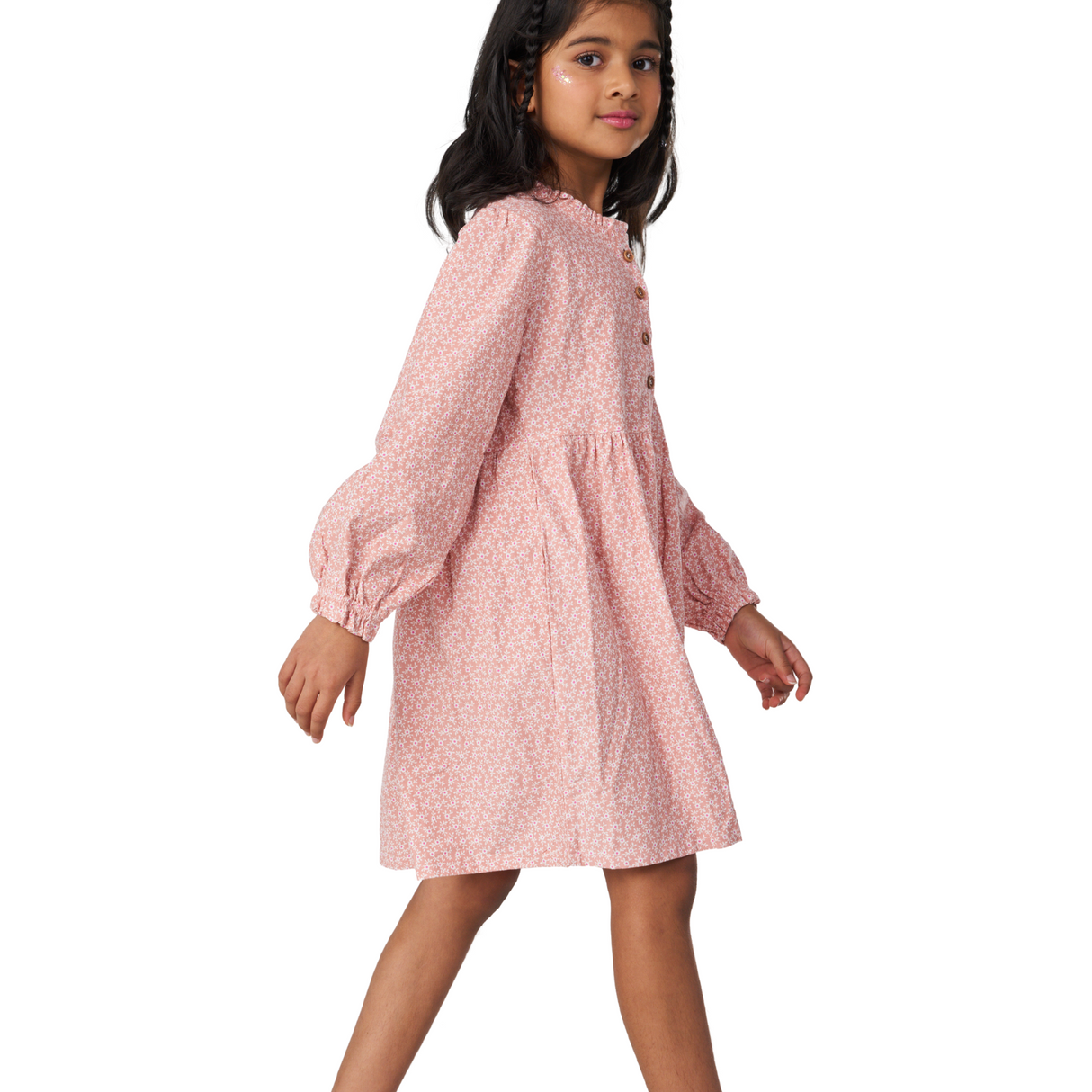 Button-Front Floral Dress – Pink