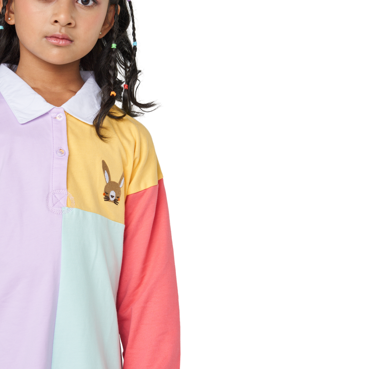 Colorblock Polo Dress with Bunny Patch