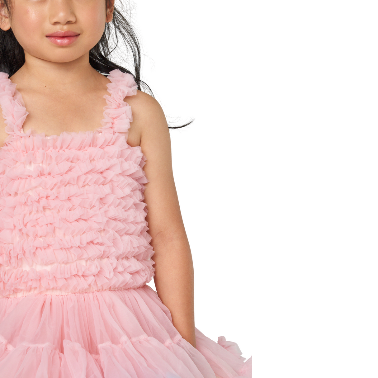 Tiered Ruffle Tulle Dress – Cotton Candy Pink