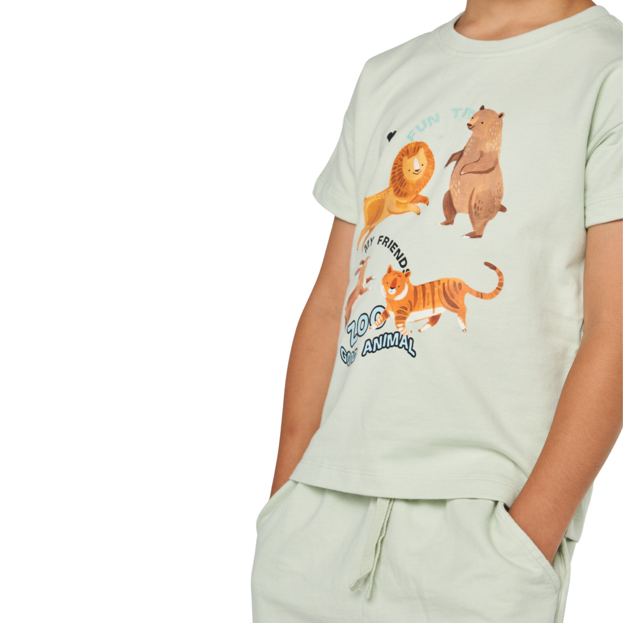 Animal Friends T-Shirt and Shorts Set – Mint