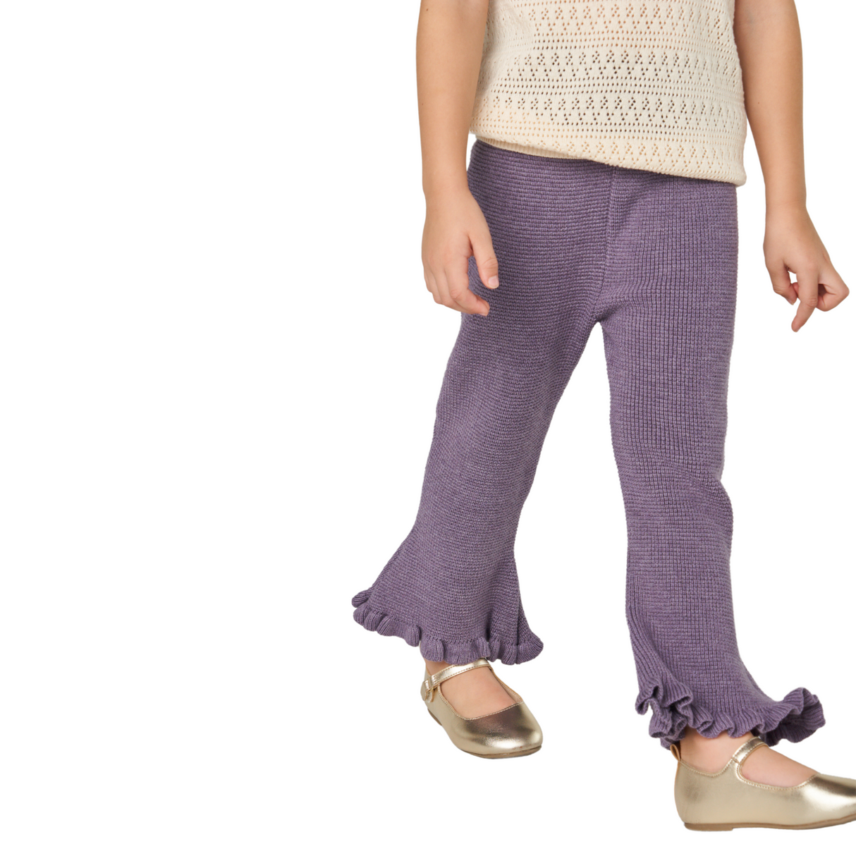 Ribbed Knit Flare Pants – Lavender