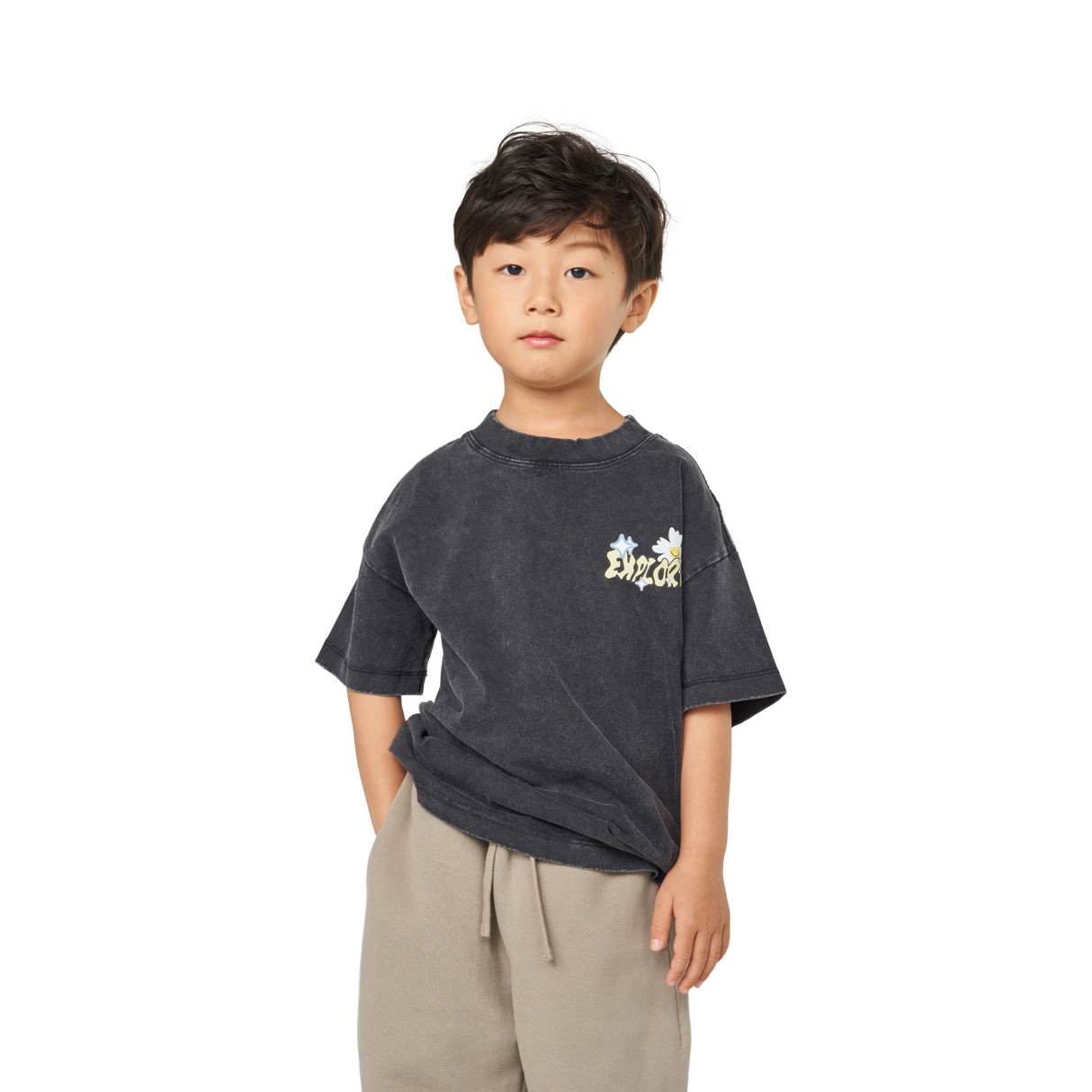 Mini Graphic Tee – Washed Black