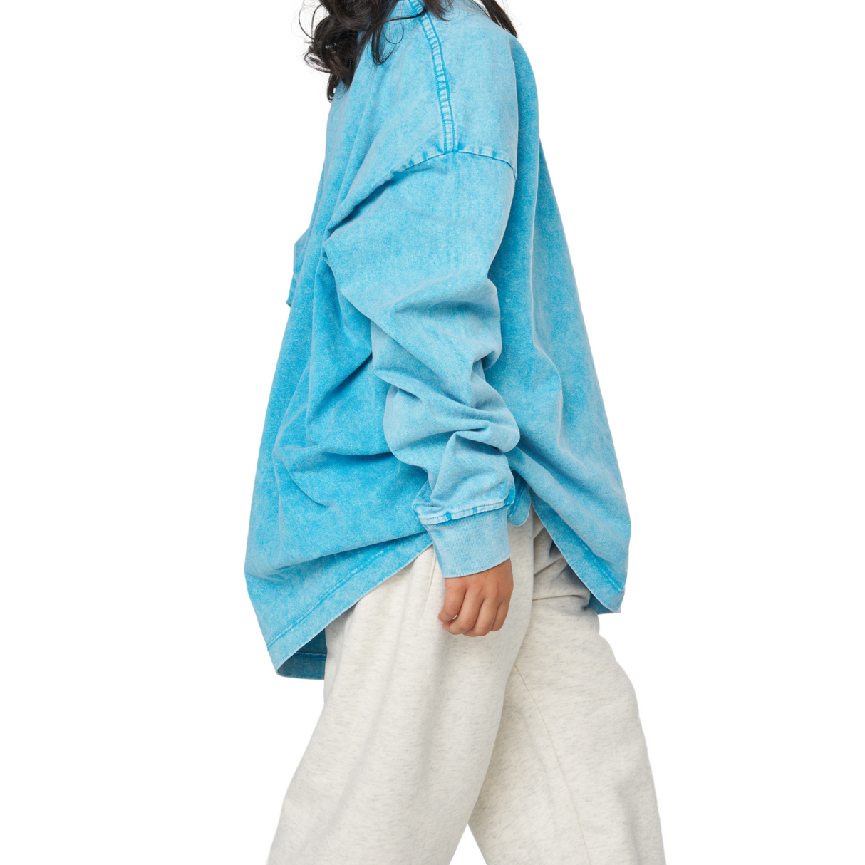 Oversized Vintage Wash Sweatshirt – Aqua Blue