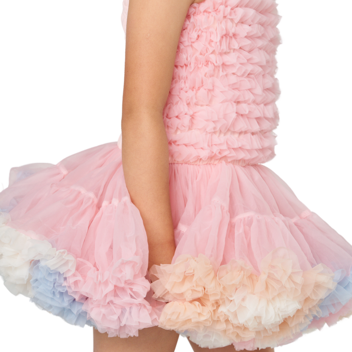 Tiered Ruffle Tulle Dress – Cotton Candy Pink