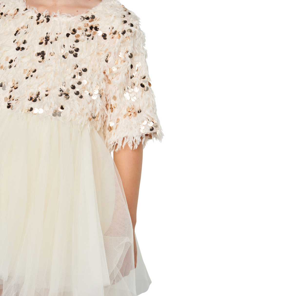 Sequin Floral Tulle Dress – Ivory