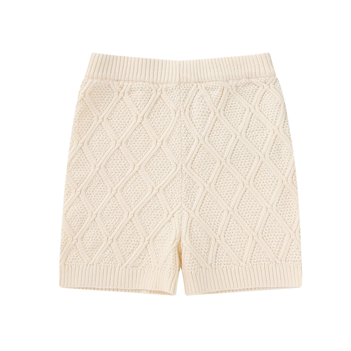 Textured Knit Shorts – Cream