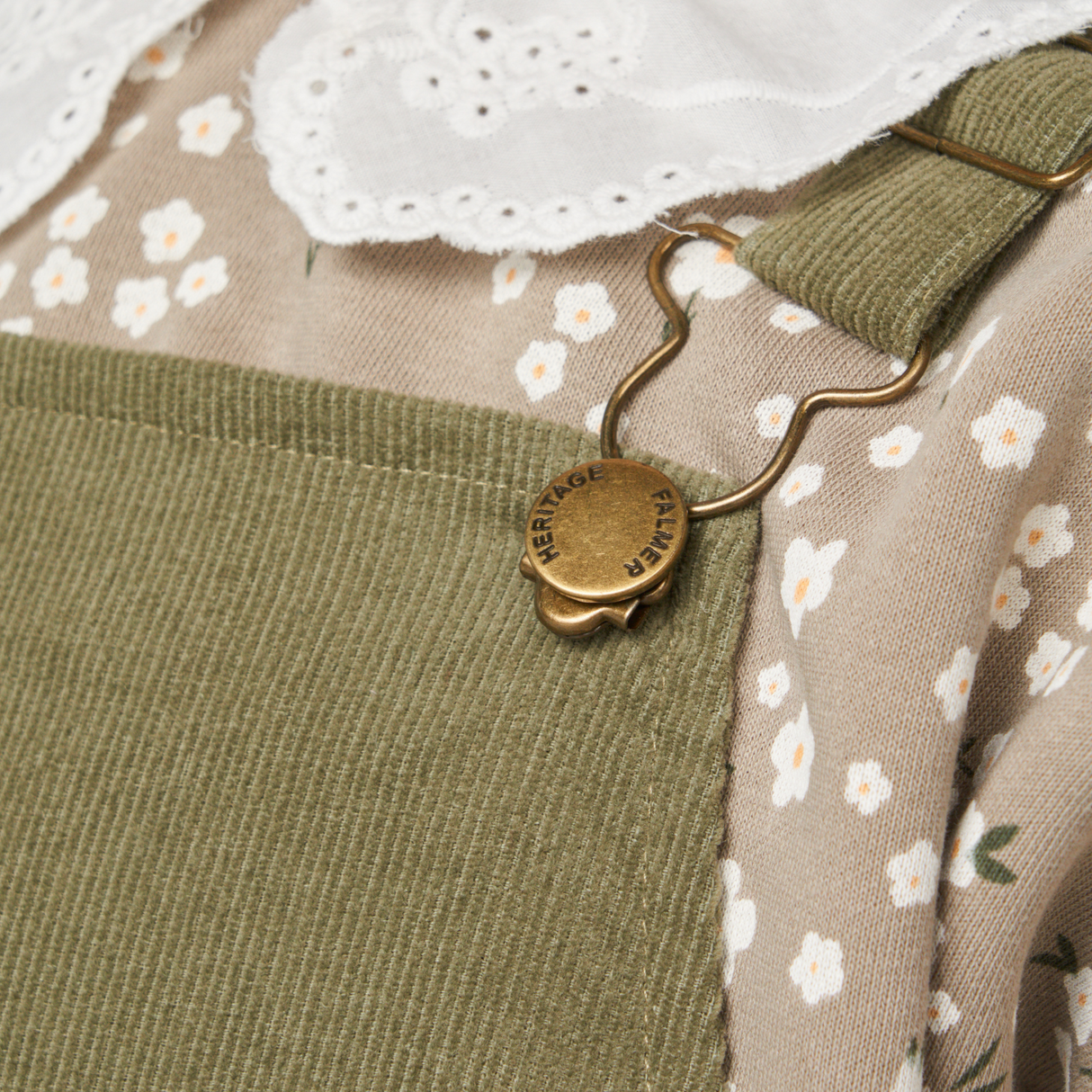 Corduroy Pinafore Dress – Olive Green