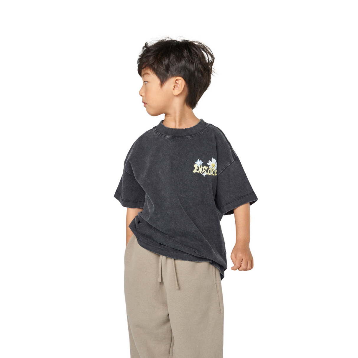 Mini Graphic Tee – Washed Black