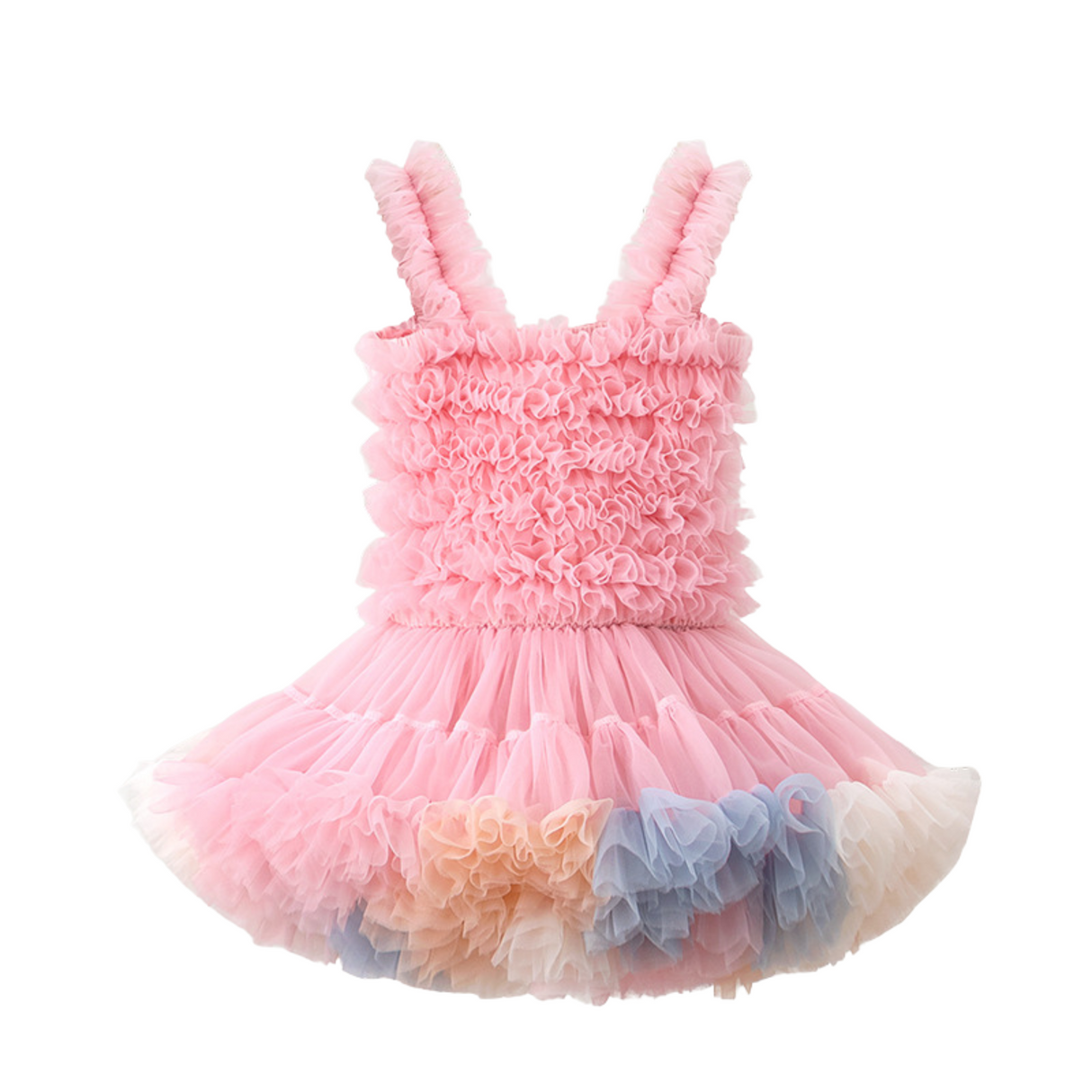Tiered Ruffle Tulle Dress – Cotton Candy Pink