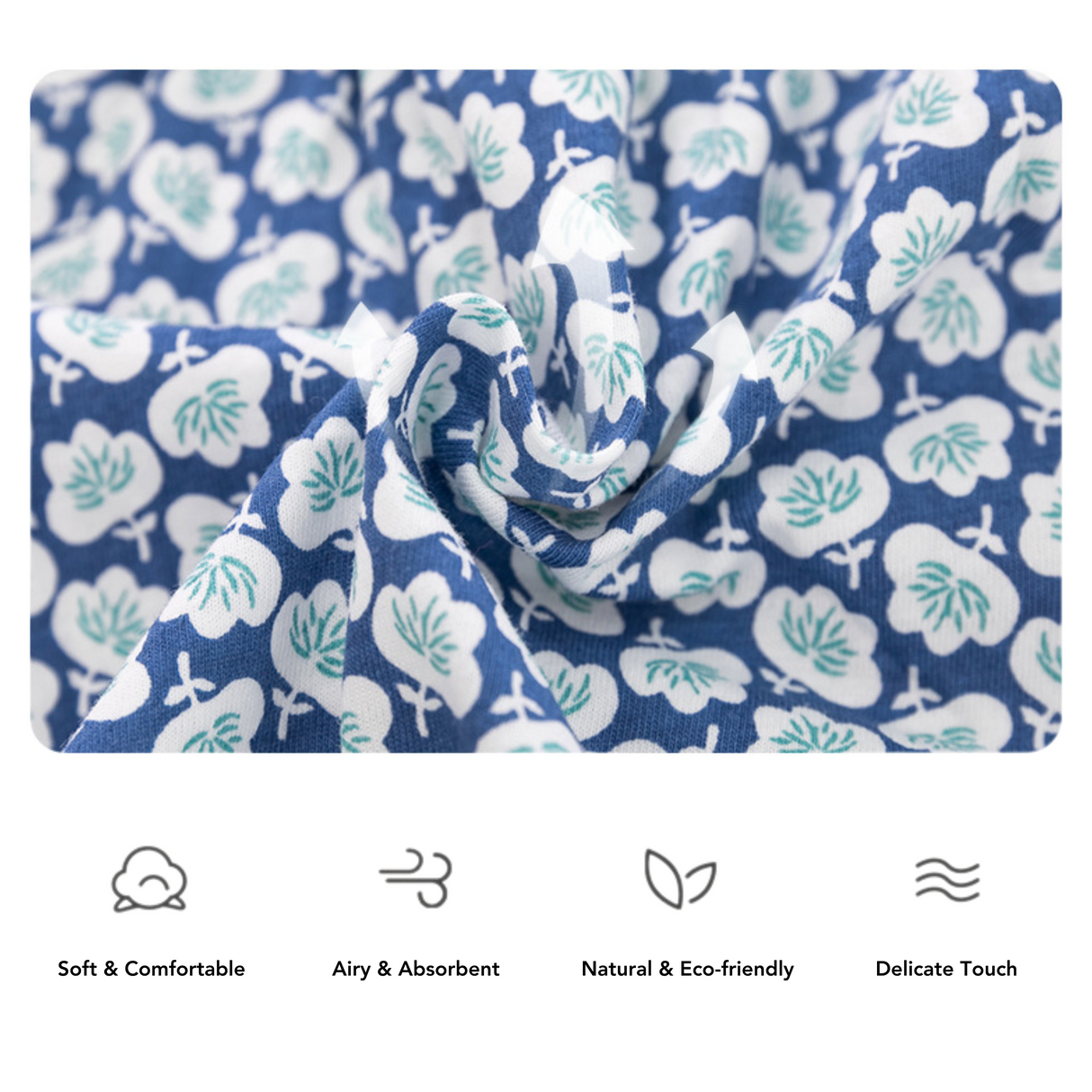 Blue Smocked Puff-Sleeve Romper