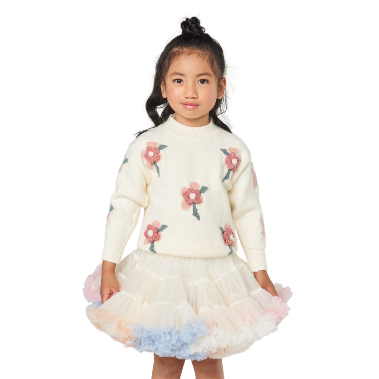 Pastel Ruffle Tulle Skirt – Cloud Cream