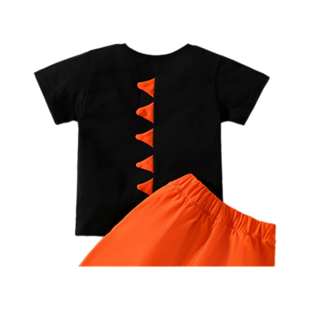 Dino Fun Tee & Shorts Set – Black & Orange