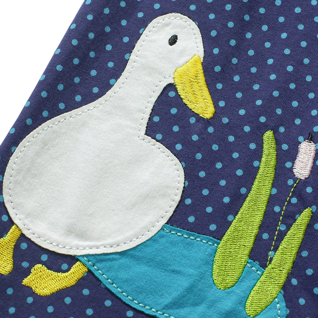 Navy Polka Dot Goose Print Dress